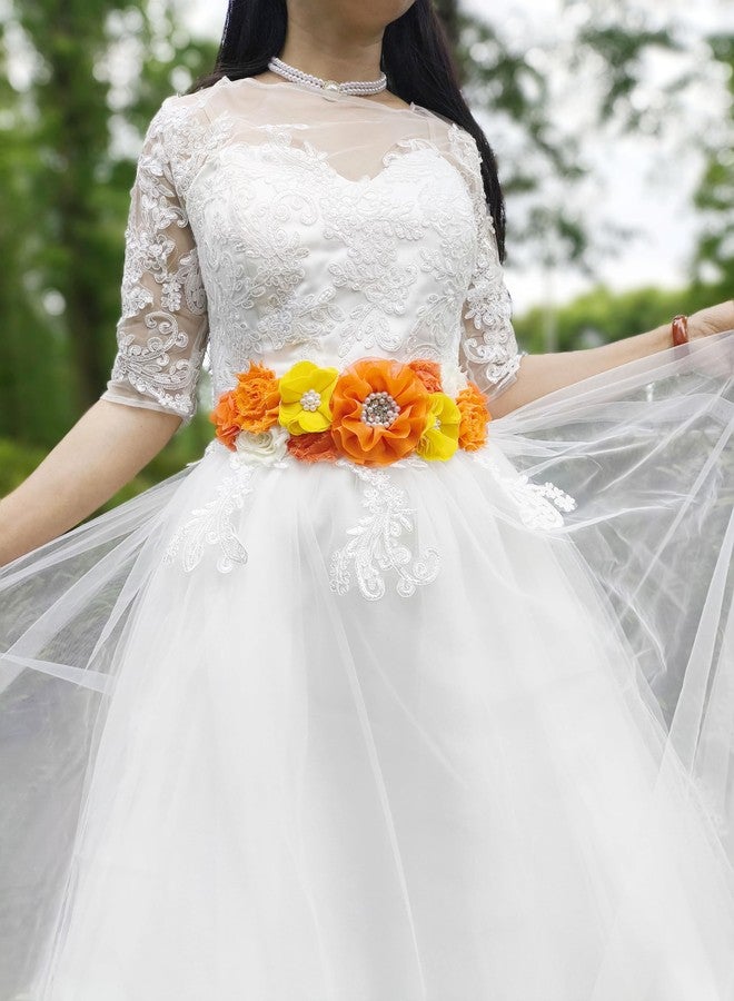 Oyabridal Orange Baby Shower Sash Maternity Sash Orange Pregnancy Sash Belt Baby Shower - Image 2